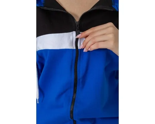 Спорт жіночий костюм з капюшоном, колір синьо-чорний, 244R355