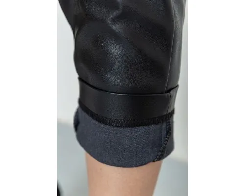 Штани жіночі з екошкіри, колір чорний, 186R5953