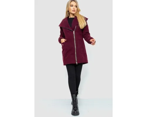 Жіноче пальто з капюшоном, колір бордовий, 186R241