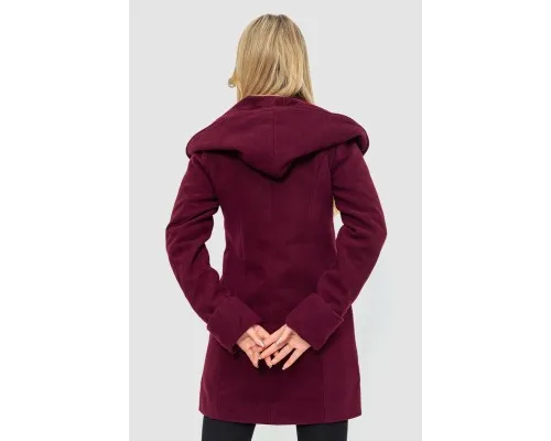 Жіноче пальто з капюшоном, колір бордовий, 186R241