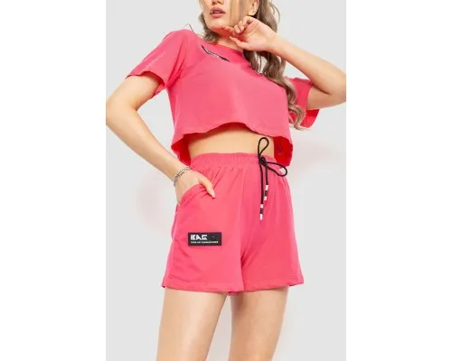 Костюм жіночий повсякденний футболка+шорти 198R2014, колір рожевий, 198R124
