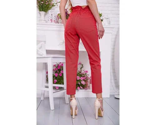 Жіночі прямі джинси МОМ, червоного кольору, 164R2010