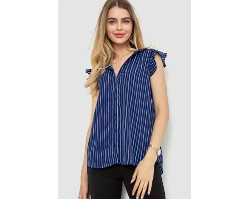 Блуза в смужку, колір синій, 244R193