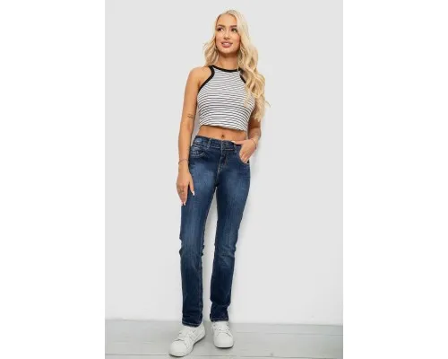 Джинси жіночі однотонні Straight fit, колір синій, 244R11489