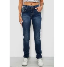 Джинси жіночі однотонні Straight fit, колір синій, 244R11489