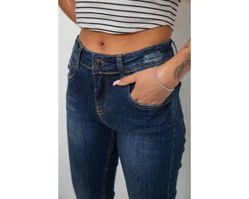 Джинси жіночі однотонні Straight fit, колір синій, 244R11489