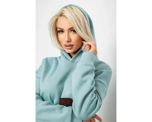 Худі жіночий з капюшоном на флісі, колір світло-оливковий, 257R335