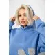 Худі жіночий з капюшоном на флісі, колір блакитний, 257R335