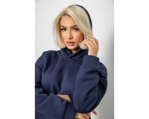 Худі жіночий з капюшоном на флісі, колір синій, 257R335