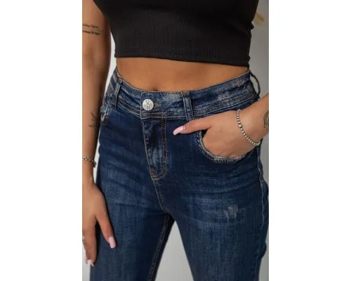 Джинси жіночі однотонні Skinny, колір синій, 244R11989