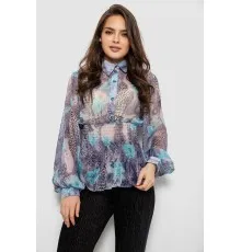Блуза жіноча з принтом шифонова, колір блакитний, 230R1502-4
