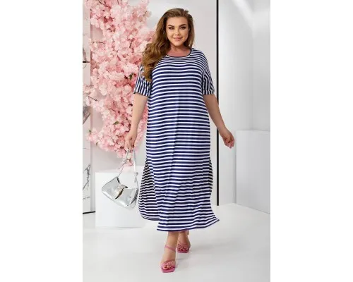 Сукня повсякденна в смужку, колір синьо-білий, 257R130-5
