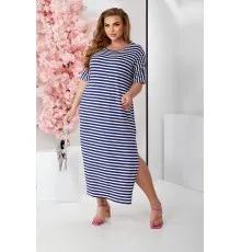 Сукня повсякденна в смужку, колір синьо-білий, 257R130-5