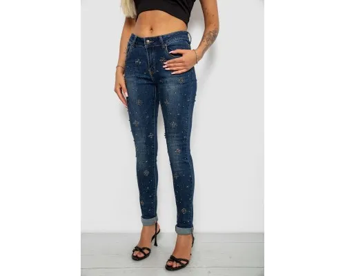 Джинси жіночі однотонні Skinny, колір синій, 244RA-019