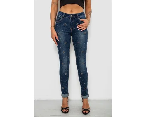 Джинси жіночі однотонні Skinny, колір синій, 244RA-019