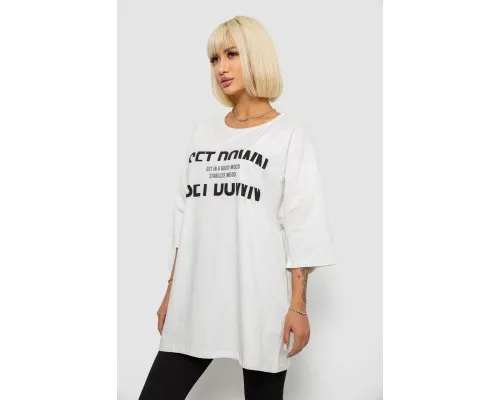 Футболка жіноча з принтом, колір молочний, 244R3012-5