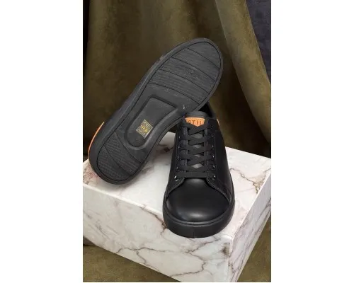 Кеди чоловічі демісезонні, колір чорно-помаранчевий, 248RR146