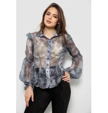 Блуза жіноча з принтом шифонова, колір сірий, 230R1503-1
