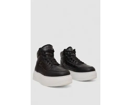Кросівки жіночі зимові на хутрі, колір чорно-білий, 248RK03