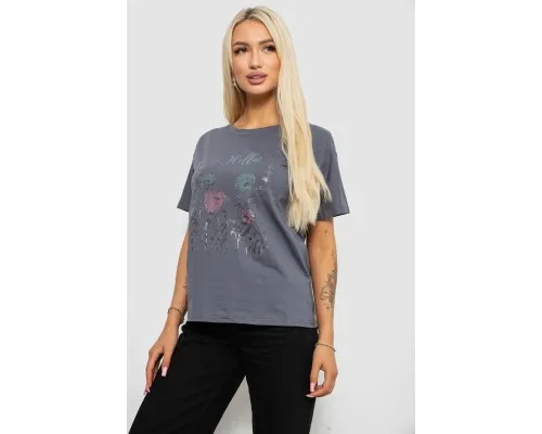 Футболка жіноча з принтом, колір сірий, 221R2813