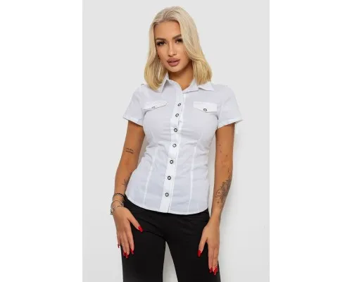 Сорочка жіноча однотонна  -уцінка, колір білий, 230R068-1-U-321