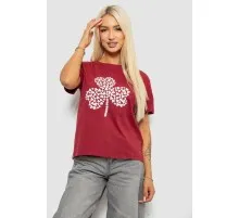 Футболка жіноча з принтом, колір бордовий, 221R5062