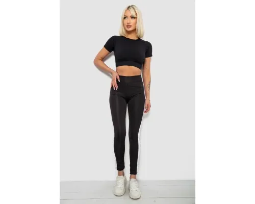 Лосини жіночі однотонні з лампасами, колір чорно-білий, 214R343