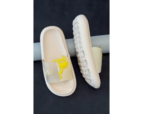 Шльопанці жіночі з аплікацією, колір бежевий, 243R5028-4