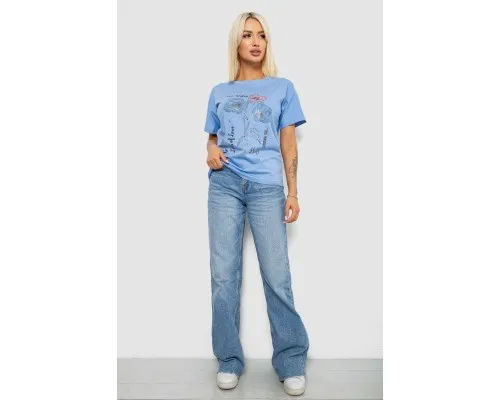 Футболка жіноча з принтом, колір блакитний, 221R2805