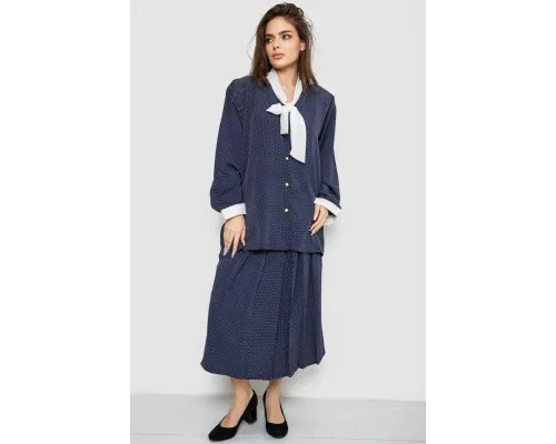 Костюм жіночий класичний у горох, колір синьо-білий, 167R3002