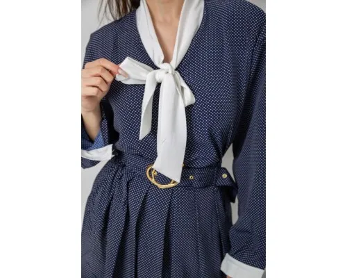 Костюм жіночий класичний у горох, колір синьо-білий, 167R3002