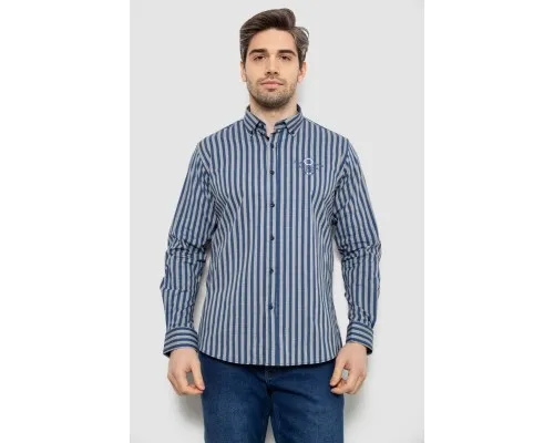 Сорочка чоловіча в смужку, колір сіро-синій, 186RM01