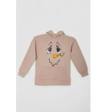 Худі дитячий на флісі з принтом Сніговик, колір бежевий, 102R1517