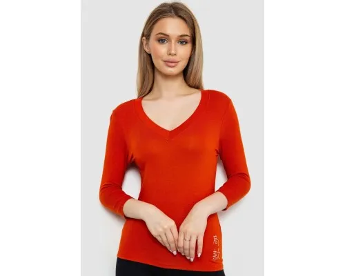Жіночий лонгслів укорочений з рукавом 3/4, колір теракотовий, 186R508