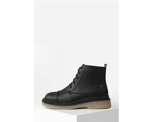 Чорні шкіряні черевики на байку зі шнурком та блискавкою