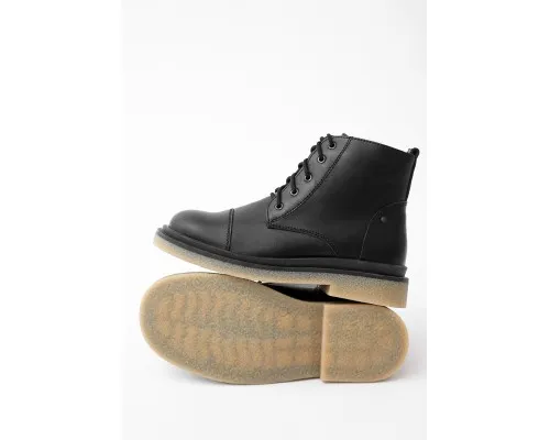 Чорні шкіряні черевики на байку зі шнурком та блискавкою