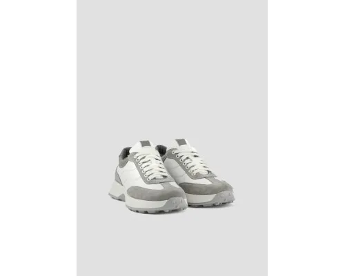 Білі кросівки із сірими замшевими вставками
