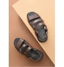 Літні коричневі чоловічі сандалі з натуральної шкіри