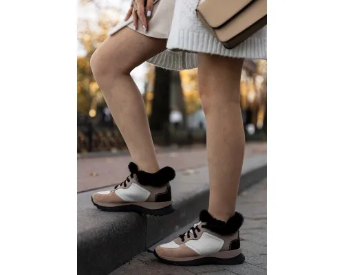 Жіночі кросівки зимові шкіряні комбіновані