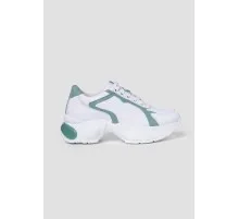 Жіночі білі кросівки із зеленими вставками