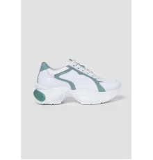 Жіночі білі кросівки із зеленими вставками