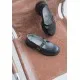 Чорні шкіряні жіночі туфлі на низькому ходу