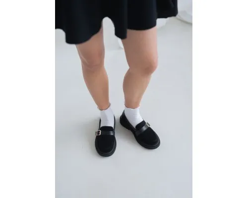 Стильні чорні замшеві туфлі з пряжкою