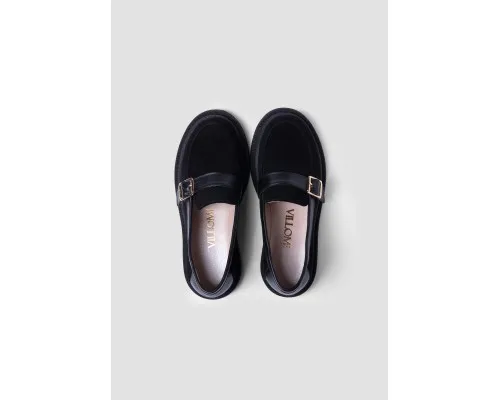 Стильні чорні замшеві туфлі з пряжкою